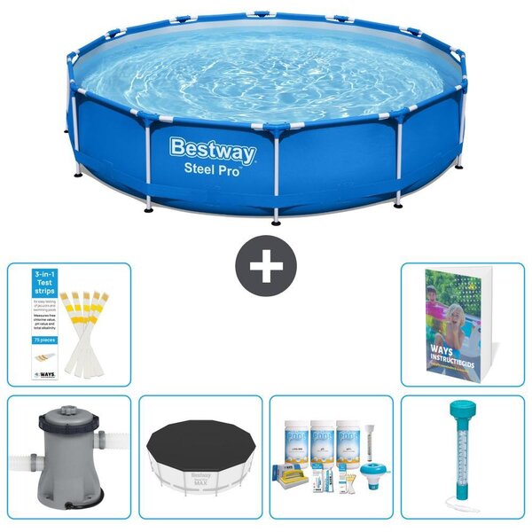 Bestway Steel Pro, piscina in acciaio, rotonda - 366x76 cm - composta da 5 parti, modello S226
