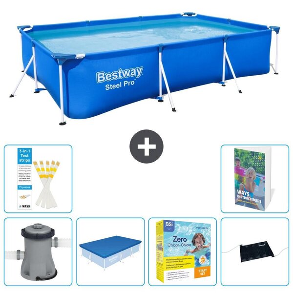 Bestway Steel Pro, piscina rettangolare - 300x201x66 cm - composta da 5 parti, modello S234