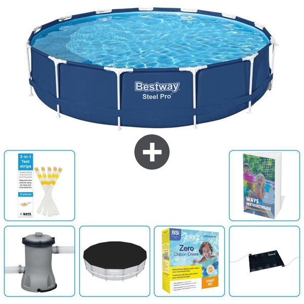 Piscina gonfiabile Bestway Steel Pro, rotonda, dimensioni 396x84 cm, composta da 5 parti, modello S234