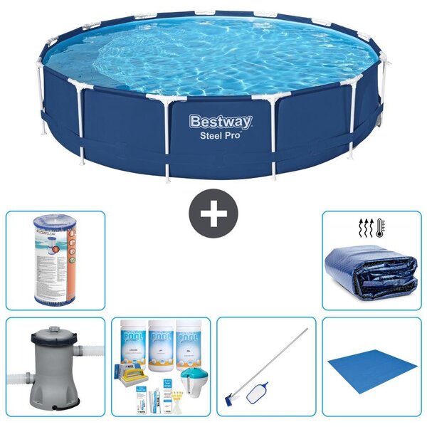Piscina gonfiabile Bestway Steel Pro, rotonda, dimensioni 396x84 cm, composta da 7 elementi, modello S21611