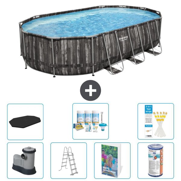 Bestway Power Steel, piscina ovale - 610x366x122 cm - composta da 6 parti, modello S556