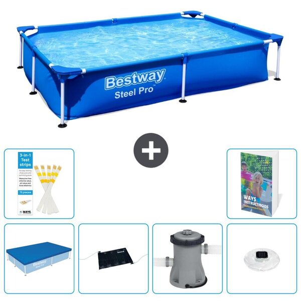 Bestway Steel Pro, piscina rettangolare - 221x150x43 cm - composta da 5 parti, modello S154