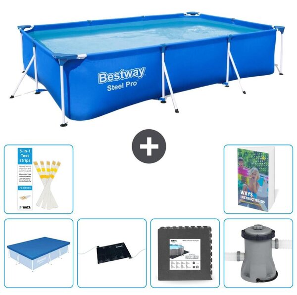 Bestway Steel Pro, piscina rettangolare - 300x201x66 cm - composta da 5 parti, modello S21