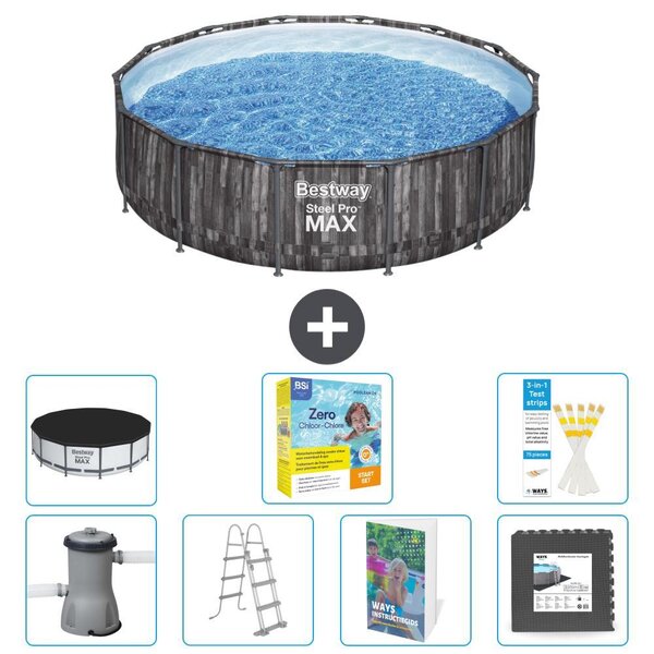 Piscina gonfiabile Bestway Steel Pro MAX, rotonda, 427x107 cm, composta da 6 parti, modello S607