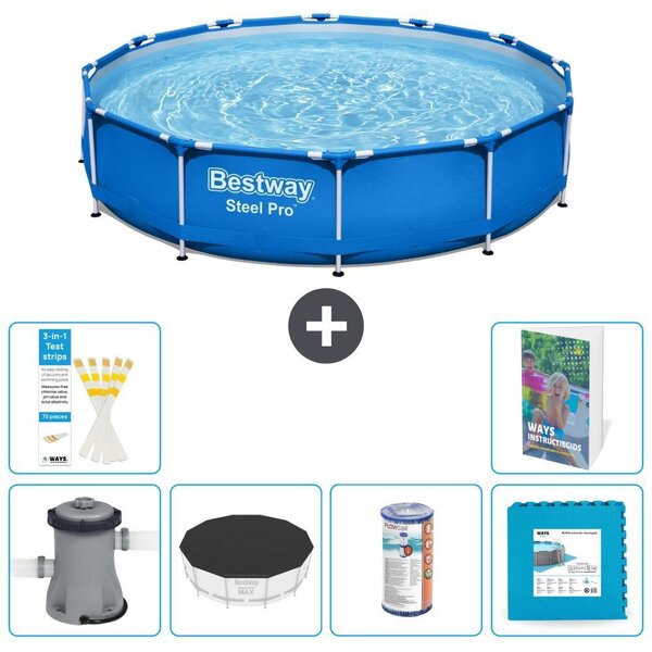 Piscina gonfiabile Bestway Steel Pro, rotonda, dimensioni 366x76 cm, composta da 5 parti, modello S254