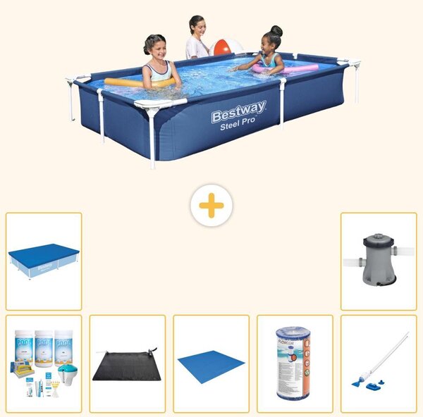 Bestway Steel Pro, piscina rettangolare - 221x150x43 cm - 8 pezzi - Modello S22210
