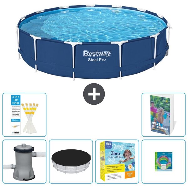 Piscina gonfiabile Bestway Steel Pro, rotonda, dimensioni 396x84 cm, composta da 5 parti, modello S231