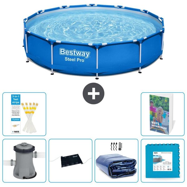 Bestway Steel Pro, piscina in acciaio, rotonda - 366x76 cm - composta da 5 parti, modello S340