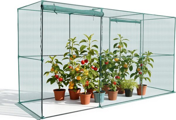 Tenda protettiva per piante - Rete protettiva per piante Serra - 356 x 120 x 194 cm - Porta con cerniera - Resistente al vento - Per aiuole rialzate all'aperto, giardino e terrazza
