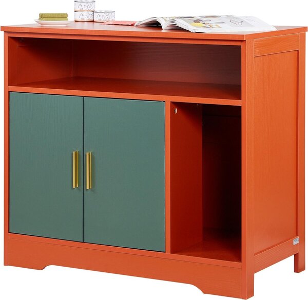 Armadio per lettiera - Armadio per gatti con ripiano - Dimensioni 79,2 x 43 x 71 cm - Con spazio di archiviazione - In legno - Design moderno - Per la maggior parte delle lettiere per gatti - Rosso e verde