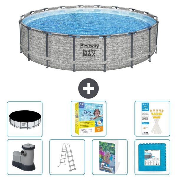 Piscina gonfiabile Bestway Steel Pro MAX, rotonda, 549x122 cm, composta da 6 parti, modello S566