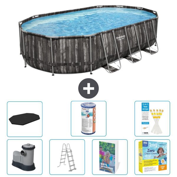 Bestway Power Steel, piscina ovale - 610x366x122 cm - composta da 6 parti, modello S572