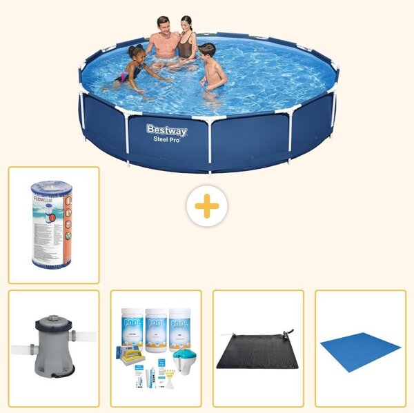 Bestway Steel Pro, piscina in acciaio, forma rotonda - 366x76 cm - composta da 6 parti, modello S22103