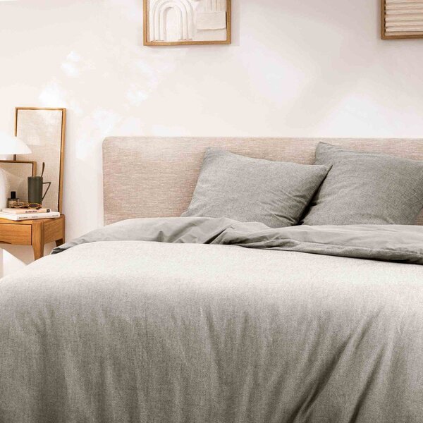 Set copripiumino e federa grigio in cotone per letto matrimoniale/per letto esteso 3 pezzi 240x220 cm Meline – douceur d'intérieur