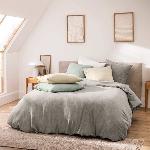 Set copripiumino e federa grigio in cotone per letto matrimoniale/per letto esteso 3 pezzi 240x220 cm Meline – douceur d'intérieur