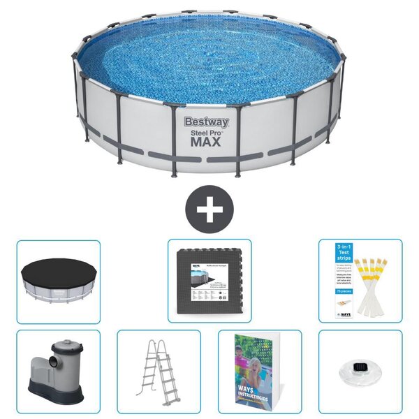Bestway Steel Pro MAX, piscina in acciaio, forma rotonda - 488x122 cm - composta da 6 parti, modello S608