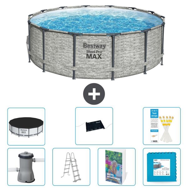 Bestway Steel Pro MAX, piscina in acciaio, forma rotonda, dimensioni 427x122 cm, composta da 6 parti, modello S621