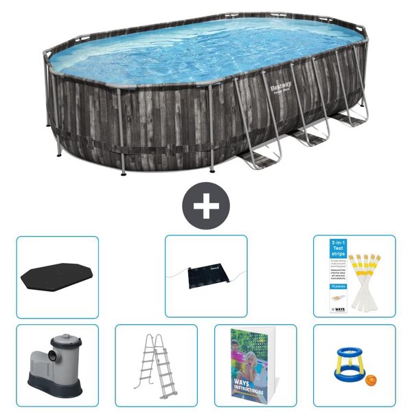 Bestway Power Steel, piscina ovale - 610x366x122 cm - composta da 6 parti - modello S559