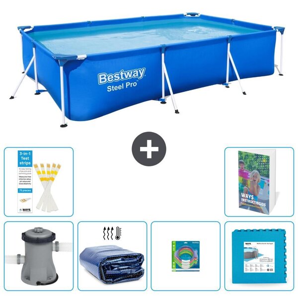 Bestway Steel Pro, piscina rettangolare - 300x201x66 cm - composta da 5 parti, modello S229