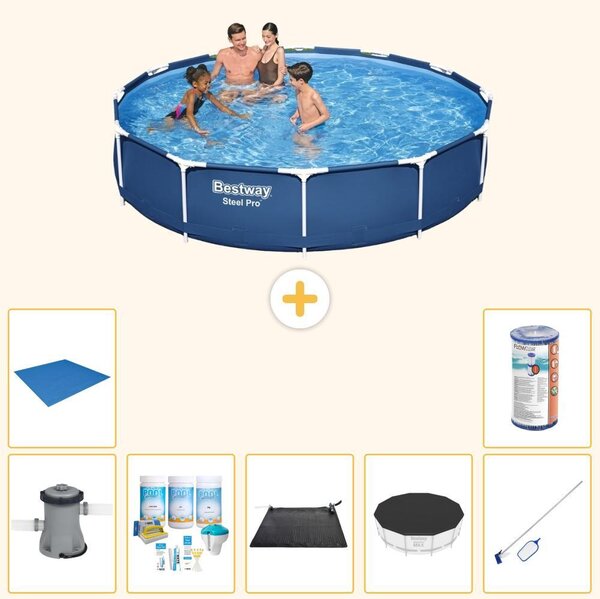 Bestway Steel Pro, piscina in acciaio, forma rotonda - 366x76 cm - 8 pezzi, modello S21592