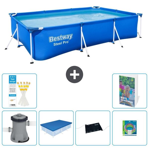 Bestway Steel Pro, piscina rettangolare - 300x201x66 cm - composta da 5 parti, modello S211