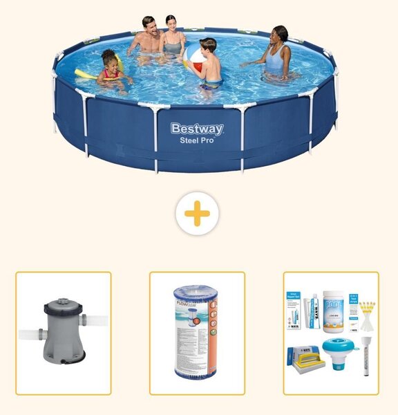 Bestway Steel Pro, piscina in acciaio, rotonda - 396x84 cm - 4 pezzi, modello S22315