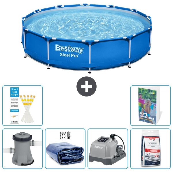 Piscina gonfiabile Bestway Steel Pro, rotonda, dimensioni 366x76 cm, composta da 5 parti, modello S329
