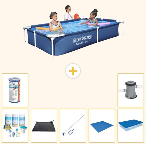 Bestway Steel Pro, piscina rettangolare - 221x150x43 cm - 8 pezzi - Modello S22225