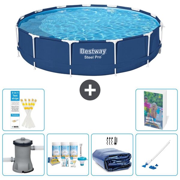 Bestway Steel Pro, piscina in acciaio, rotonda - 396x84 cm - composta da 5 parti, modello S310
