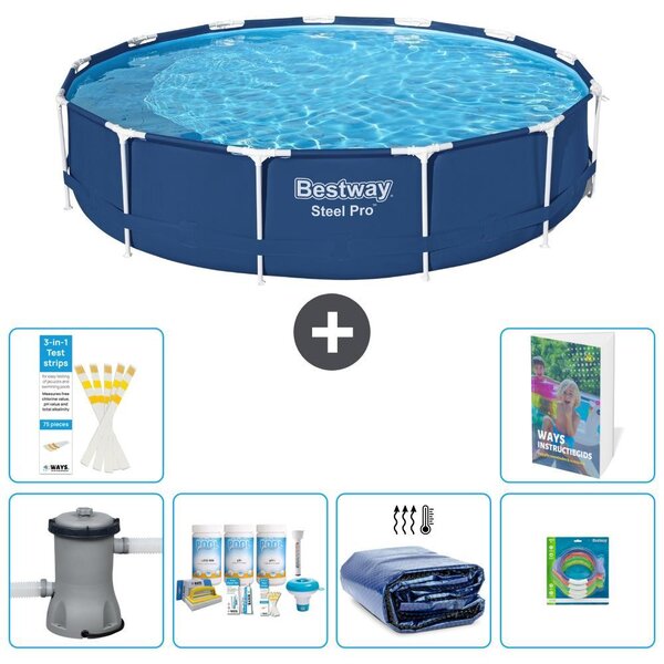 Piscina gonfiabile Bestway Steel Pro, rotonda, dimensioni 396x84 cm, composta da 5 parti, modello S282