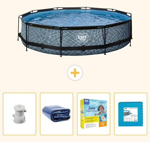 Piscina fuori terra - Design pietra - 360x76 cm - 5 pezzi - SCB23