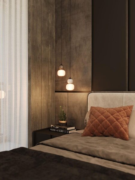 Lampada a sospensione LED scanalata MODERN nero-grigio 5W luce calda 330 lm vetro dim.: 149x12x12 cm IP20 Maxlight