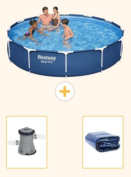 Bestway Steel Pro, piscina in acciaio, forma rotonda - 366x76 cm - composta da 3 parti, modello S22308