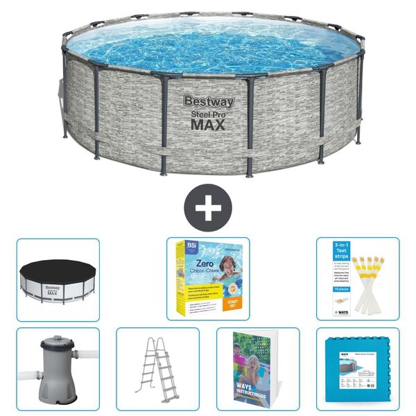 Piscina gonfiabile Bestway Steel Pro MAX, rotonda, 427x122 cm, composta da 6 parti, modello S566