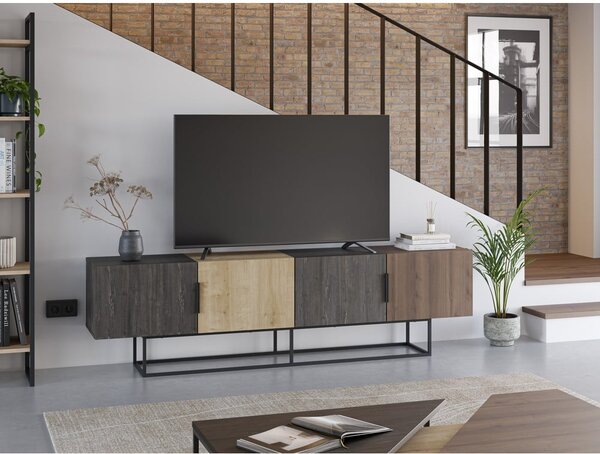 Tavolo TV in rovere colore naturale 200x55 cm Titan - Marckeric