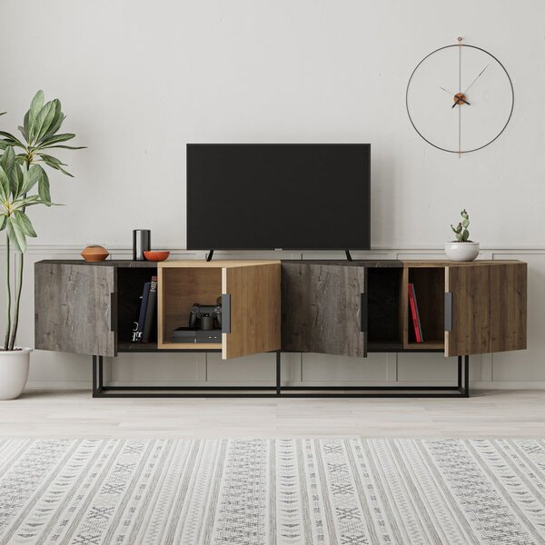 Tavolo TV in rovere colore naturale 200x55 cm Titan - Marckeric