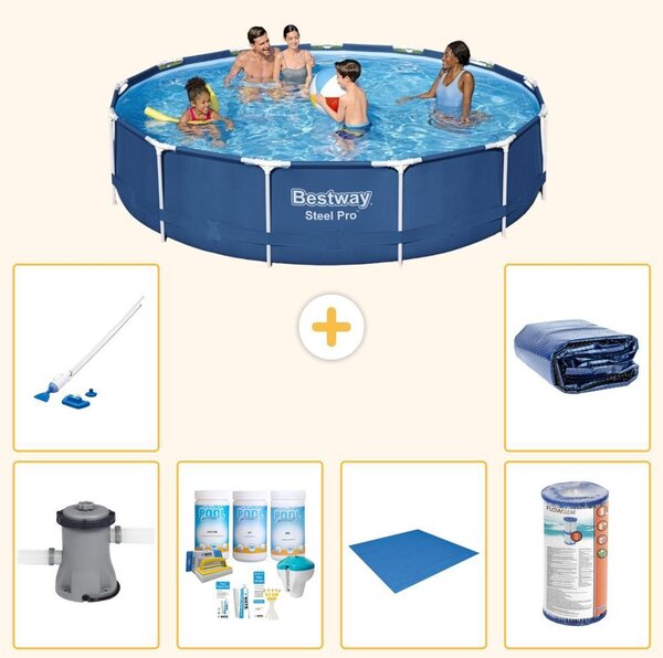 Bestway Steel Pro, piscina in acciaio, forma rotonda - 396x84 cm - composta da 7 elementi, modello S21620