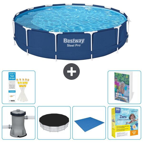 Piscina gonfiabile Bestway Steel Pro, rotonda, dimensioni 396x84 cm, composta da 5 parti, modello S198