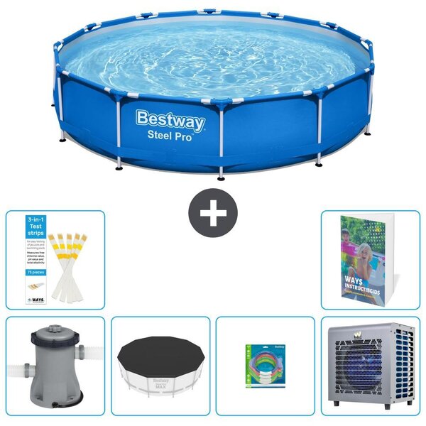 Piscina gonfiabile Bestway Steel Pro, rotonda, dimensioni 366x76 cm, composta da 5 parti, modello S338