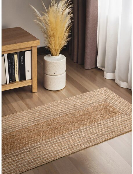 Passatoia di colore naturale/colore naturale chiaro in iuta reversibile/tessuta a mano 80x300 cm Juno – Hanse Home