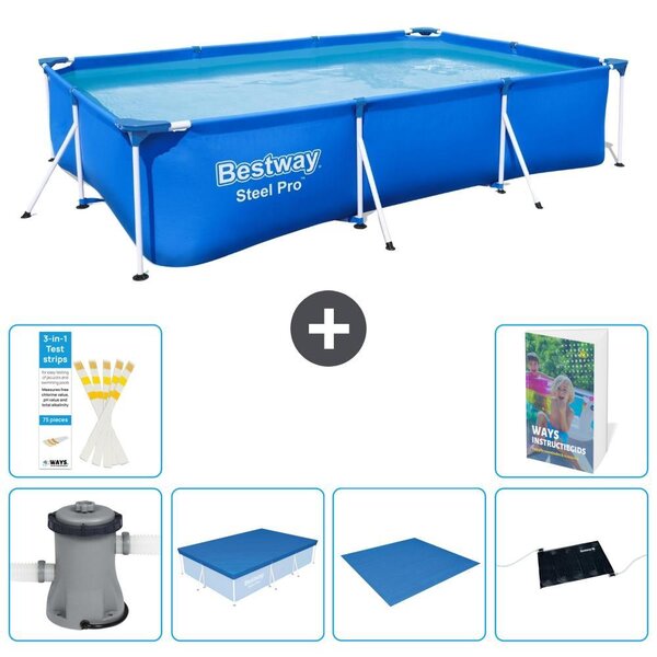 Bestway Steel Pro, piscina rettangolare - 300x201x66 cm - composta da 5 parti, modello S214
