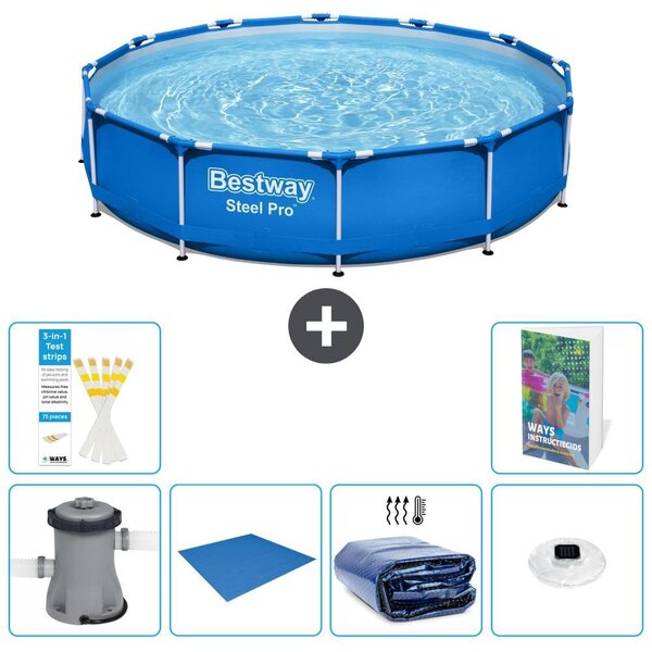 Piscina gonfiabile Bestway Steel Pro, rotonda, dimensioni 366x76 cm, composta da 5 parti, modello S272