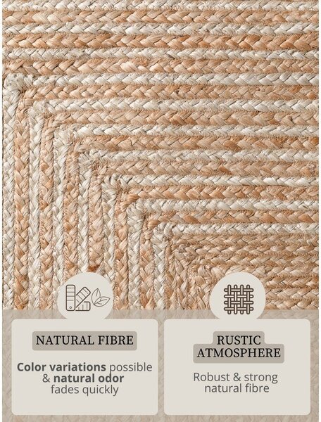 Passatoia di colore naturale/colore naturale chiaro in iuta reversibile/tessuta a mano 80x300 cm Juno – Hanse Home