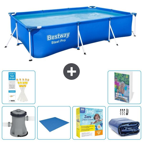 Bestway Steel Pro, piscina rettangolare - 300x201x66 cm - composta da 5 parti, modello S245