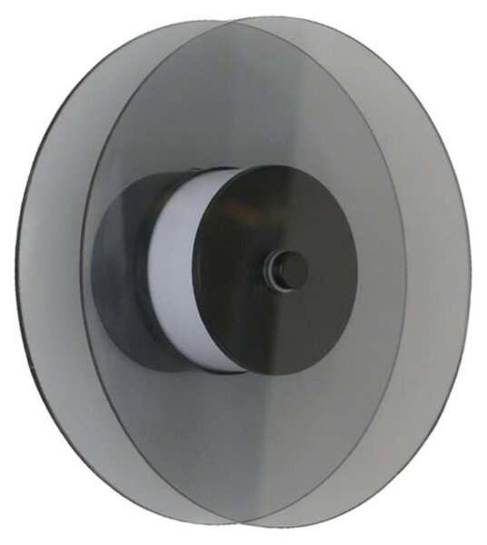 Applique LED CASY con dischi fumé, nera, 6 W, luce regolabile (calda / fredda / neutra), 895 lm, vetro, dimensioni: 20x20x7,8 cm, IP20, Light Prestige
