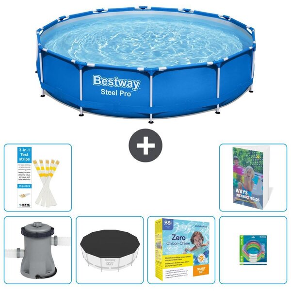 Piscina gonfiabile Bestway Steel Pro, rotonda, dimensioni 366x76 cm, composta da 5 parti, modello S231