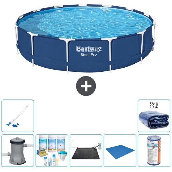 Piscina gonfiabile Bestway Steel Pro, rotonda, dimensioni 396x84 cm, composta da 8 parti, modello S21617