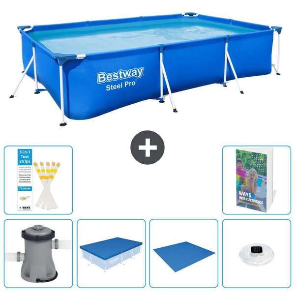 Bestway Steel Pro, piscina rettangolare - 300x201x66 cm - composta da 5 parti, modello S248