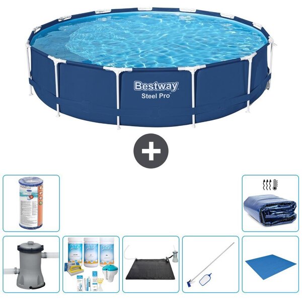 Piscina gonfiabile Bestway Steel Pro, rotonda, dimensioni 396x84 cm, composta da 8 elementi, modello S21616