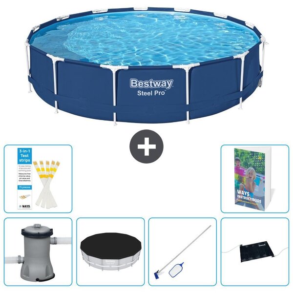 Piscina gonfiabile Bestway Steel Pro, rotonda, dimensioni 396x84 cm, composta da 5 parti, modello S241